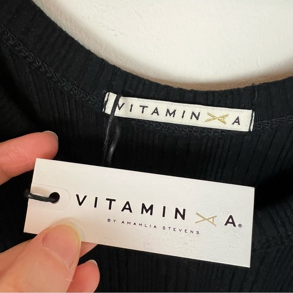 NWT Vitamin A Catalina Midi Tee Black Ribbed Dress Size S - Picture 4 of 7